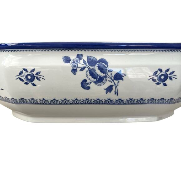 Vintage Spode Gloucester Vegetable Bowl Blue White Floral England Ironstone - Picture 6 of 8